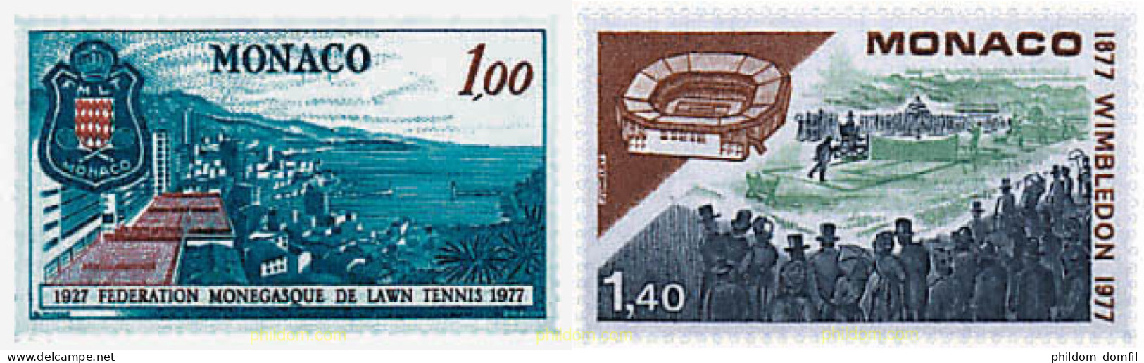 67778 MNH MONACO 1977 50 ANIVERSARIO DE LA FEDERACION DE TENIS Y CENTENARIO DEL TORNEO DE TENIS DE WIMBLEDON - Ungebraucht