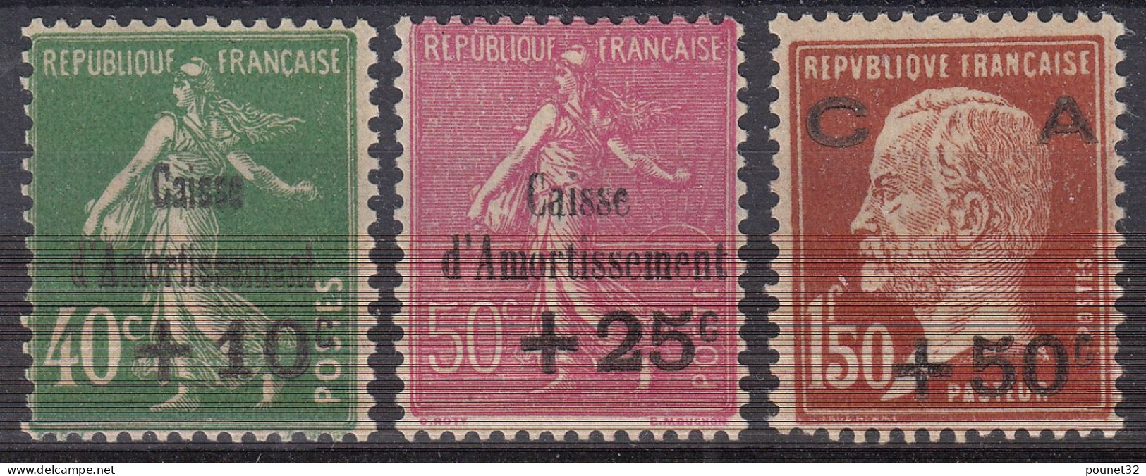 FRANCE SERIE CAISSE D'AMORTISSEMENT N° 253/255 NEUVE * GOMME TRACE DE CHARNIERE - 1927-31 Caisse D'Amortissement