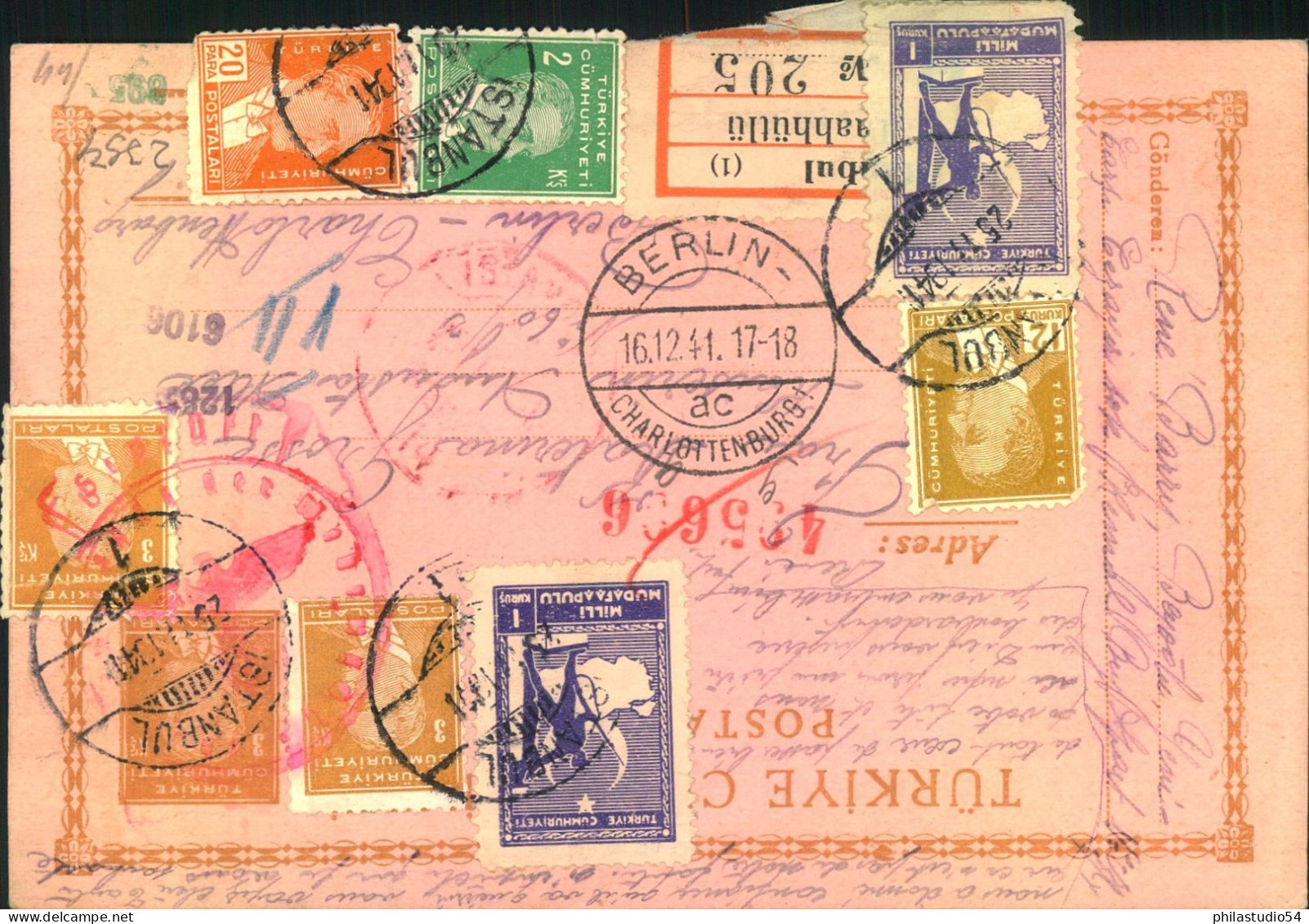 1941, Reuch Frankierte R-Karte Mit Zensur Von ISTANBUL Nach Berlin. - Charlottenburg - Lettres & Documents