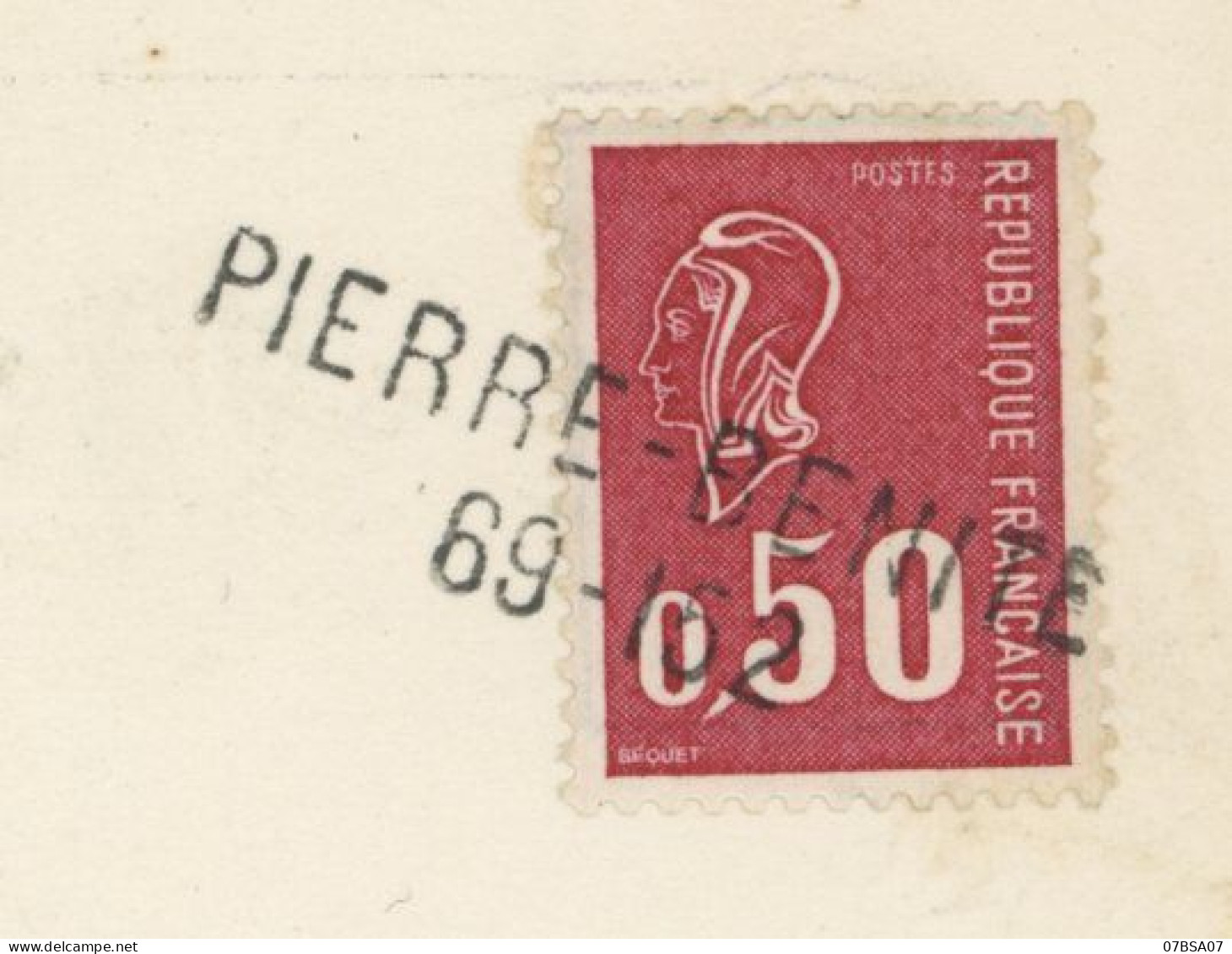 RHONE GRIFFE LINEAIRES X 5 SUR TIMBRE NON OBLITERE AU DEPART PIERRE BENITE / BEQUET ET COQ. STE COLOMBE / COQ. BRIGNAIS - 1961-....