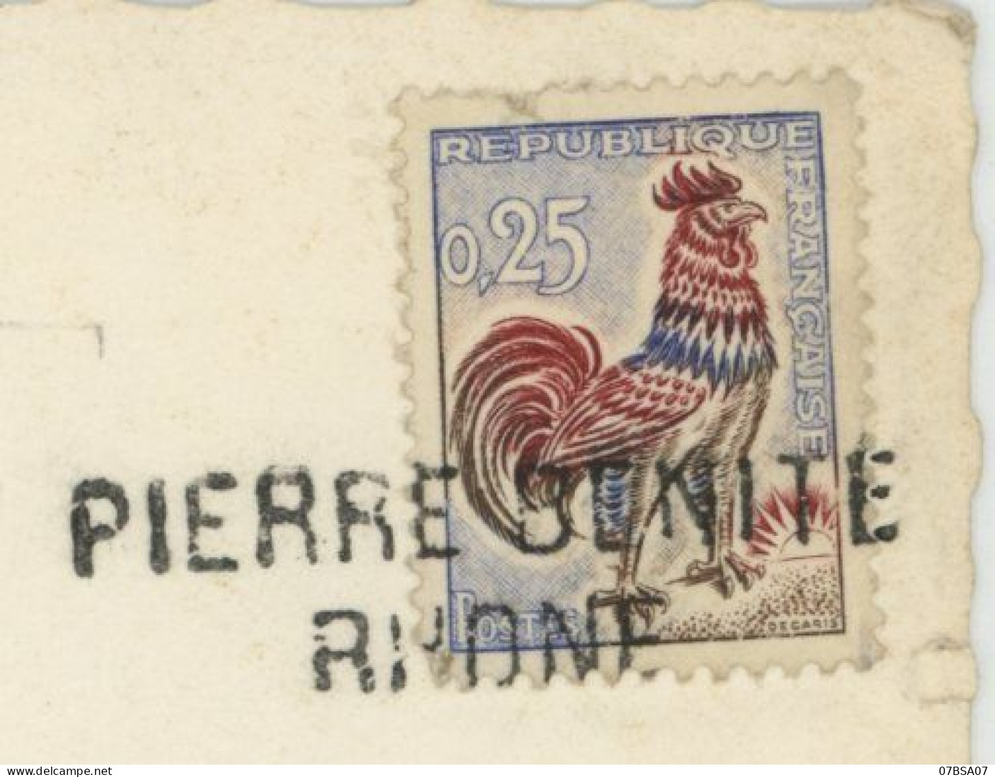 RHONE GRIFFE LINEAIRES X 5 SUR TIMBRE NON OBLITERE AU DEPART PIERRE BENITE / BEQUET ET COQ. STE COLOMBE / COQ. BRIGNAIS - 1961-....