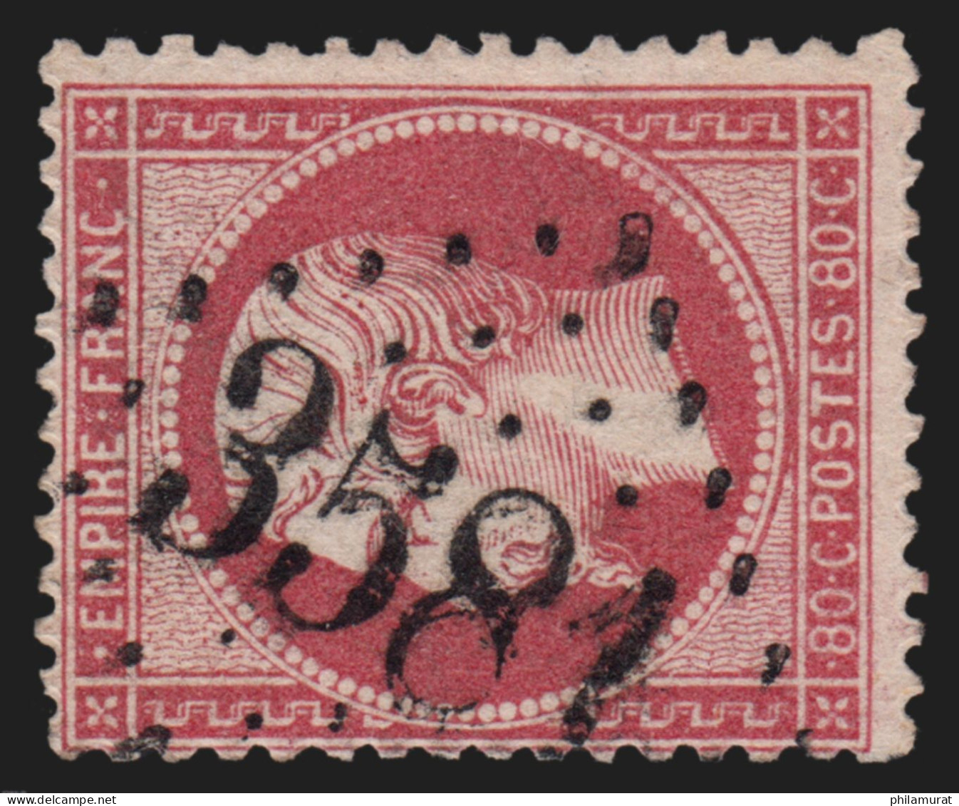 France N°24, 80c Rose, Oblitéré GC 3581 SAINT-ETIENNE - TB - COTE 60€ - 1862 Napoléon III
