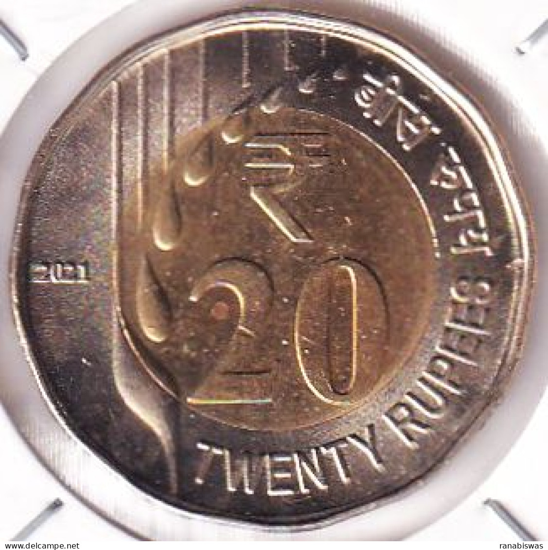 INDIA COIN LOT 437, 20 RUPEES 2021, RAIN DROPS, CALCUTTA MINT, AUNC - India