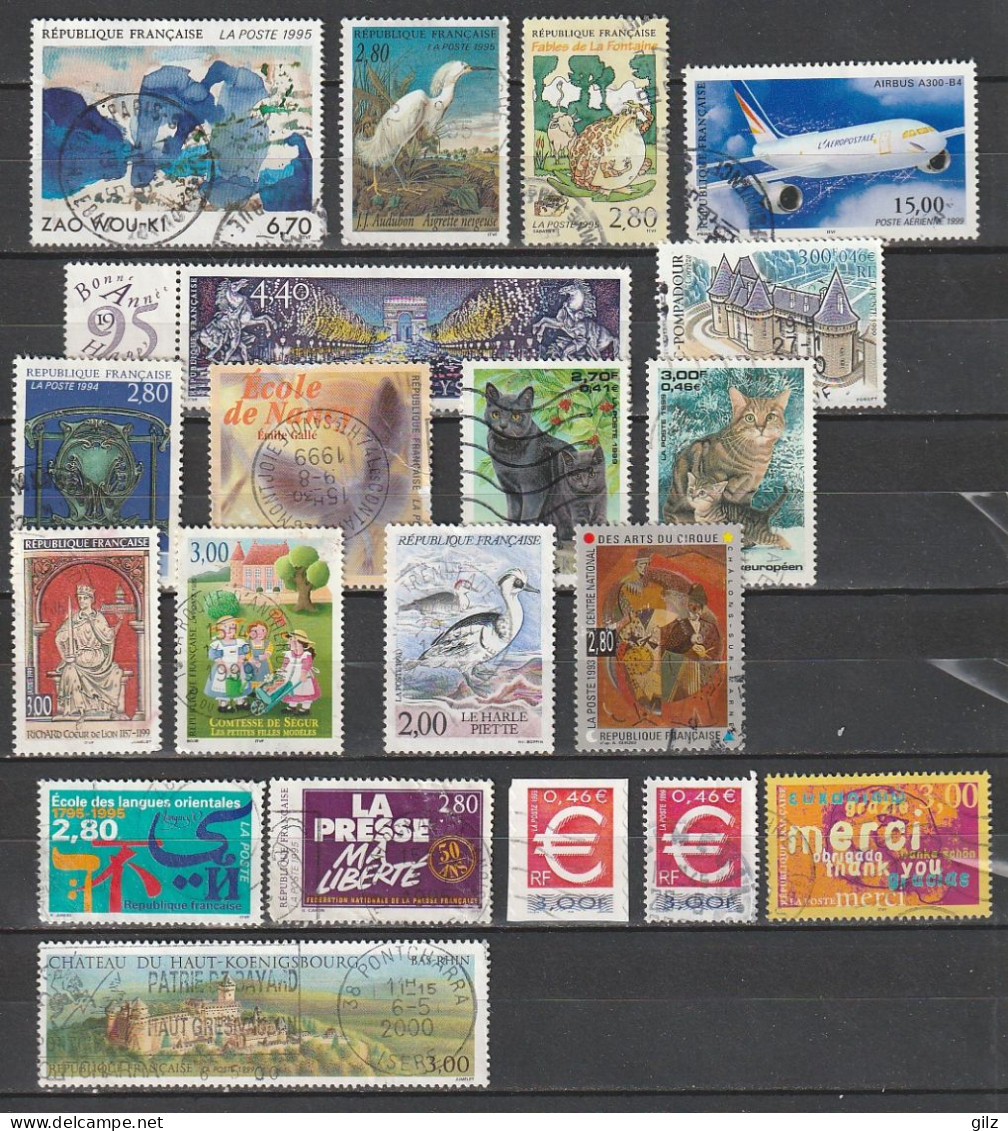 France Lot De 20 Timbres Oblitérés Tous Different - Collections