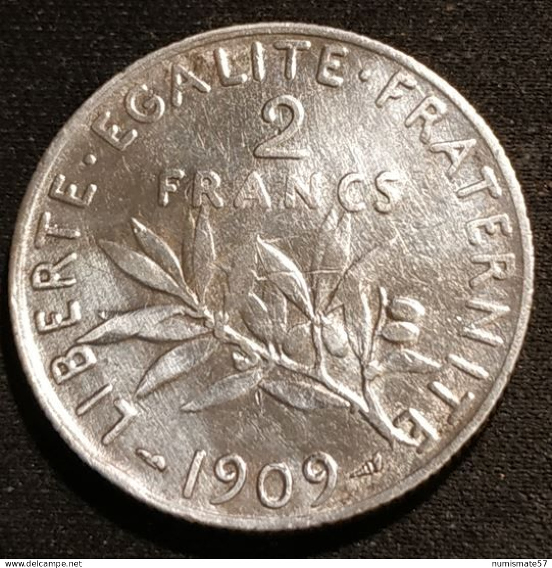 FRANCE - 2 FRANCS 1909 - Semeuse - Argent - Silver - Gad 532 - KM 845 - 2 Francs