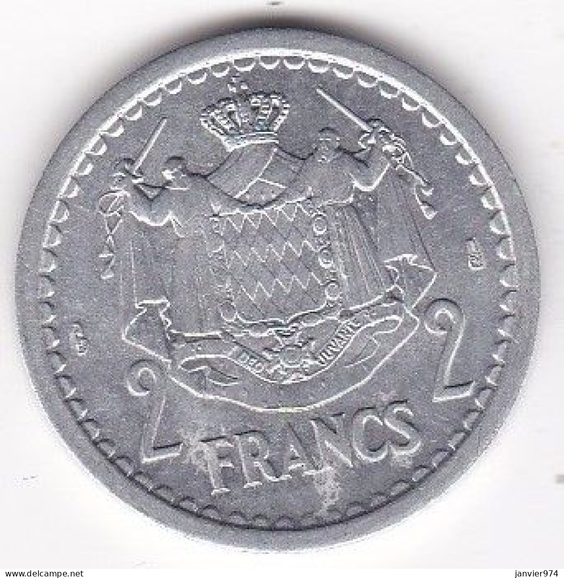 Monaco . 2 Francs Sans Date (1943), Louis II , En Aluminium - 1922-1949 Louis II.