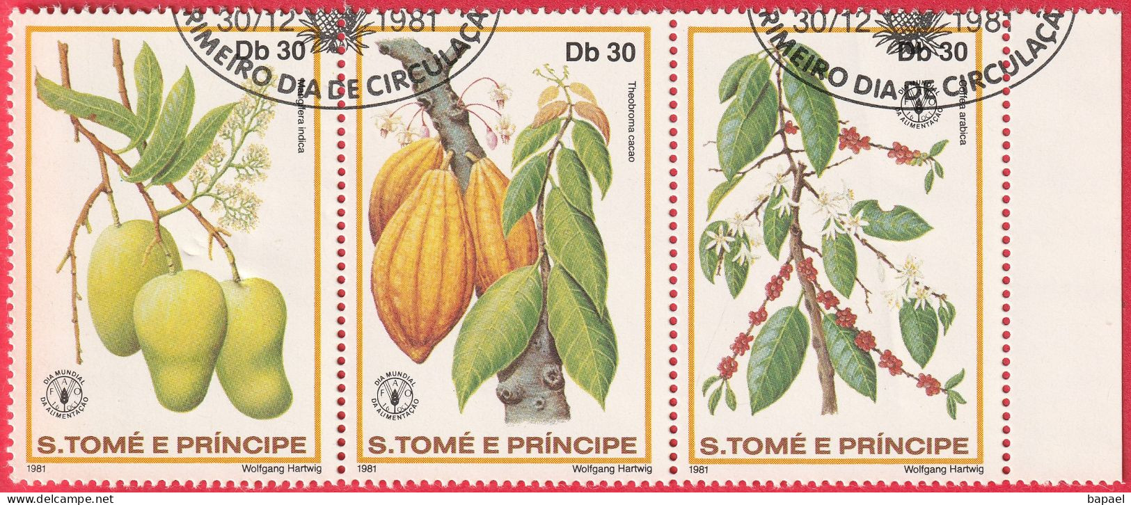 N° Yvert & Tellier 656 à 658 - Sao Tomé-et-Principe (1981) (Oblitéré) - Journée Mondiale Alimentation (1) - Sao Tome And Principe