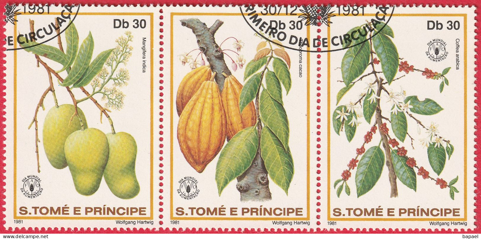 N° Yvert & Tellier 656 à 658 - Sao Tomé-et-Principe (1981) (Oblitéré) - Journée Mondiale Alimentation (2) - Sao Tome And Principe