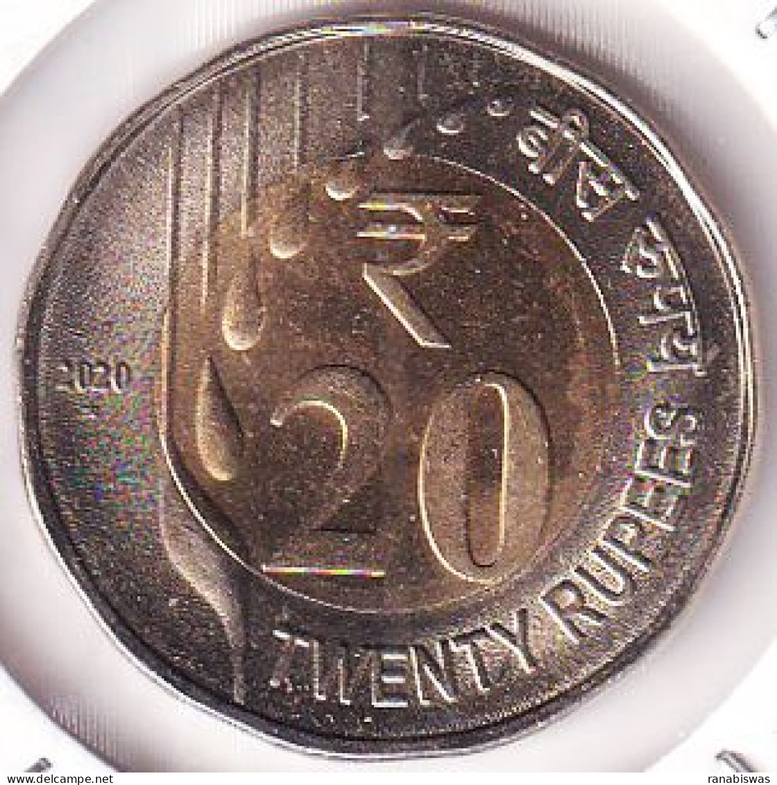 INDIA COIN LOT 438, 20 RUPEES 2020, RAIN DROPS, HYDERABAD MINT, UNC - India