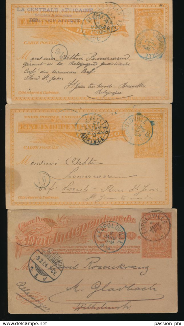 BELGIAN CONGO PS X3 USED SELECTION - Entiers Postaux