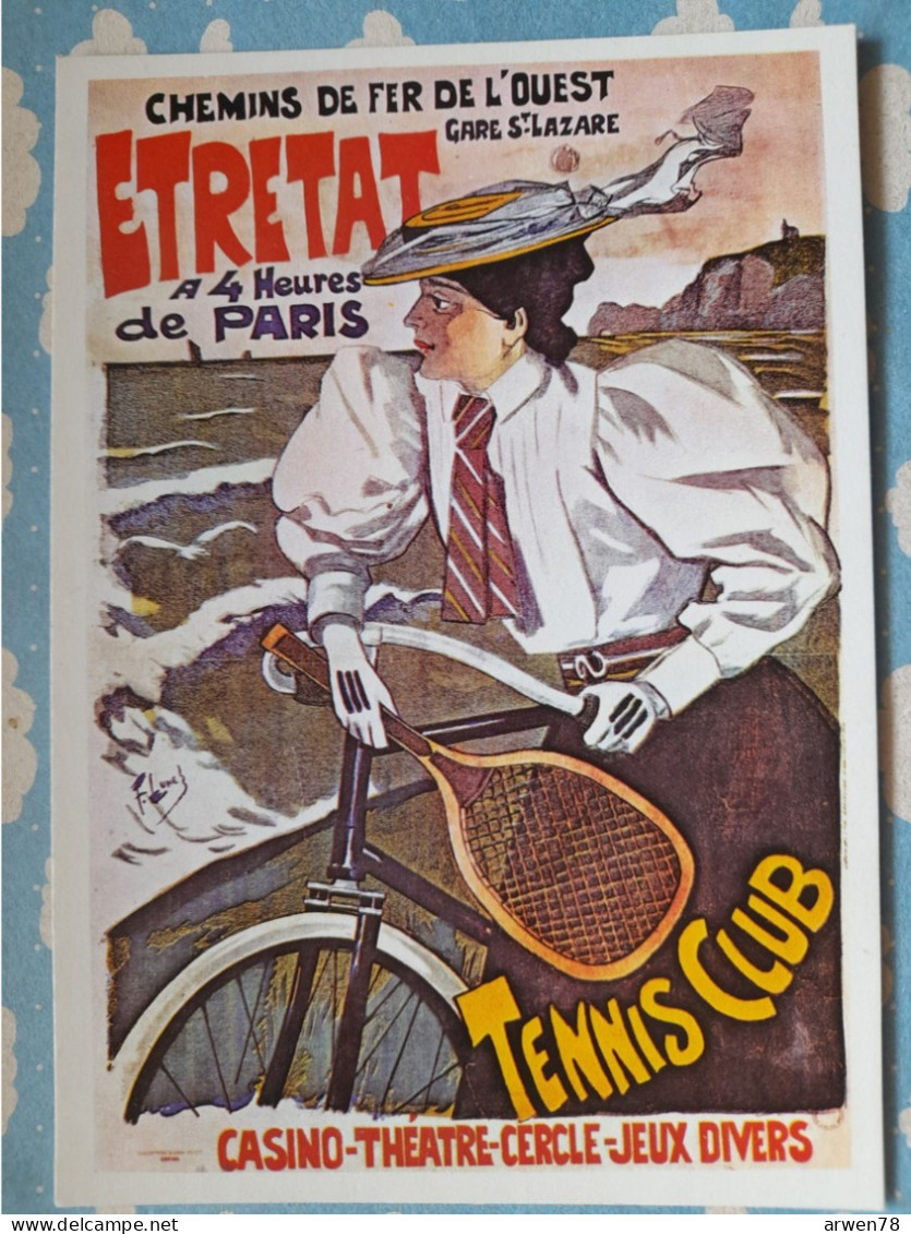 REPRO AFFICHE ANCIENNE CHEMINS DE FER DE L'OUEST ETRETAT TENNIS CLUB - Autres & Non Classés