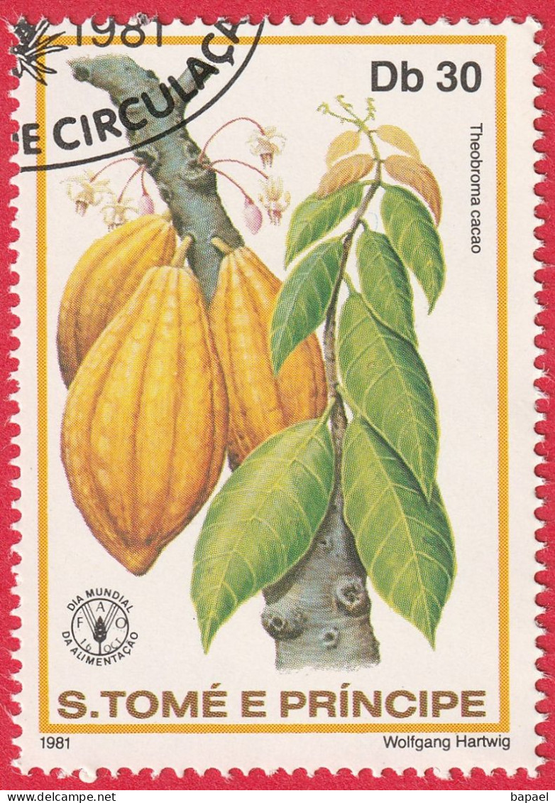 N° Yvert & Tellier 657 - Sao Tomé-et-Principe (1981) (Oblitéré) - Journée Mondiale Alimentation - Theobroma Cacao - São Tomé Und Príncipe
