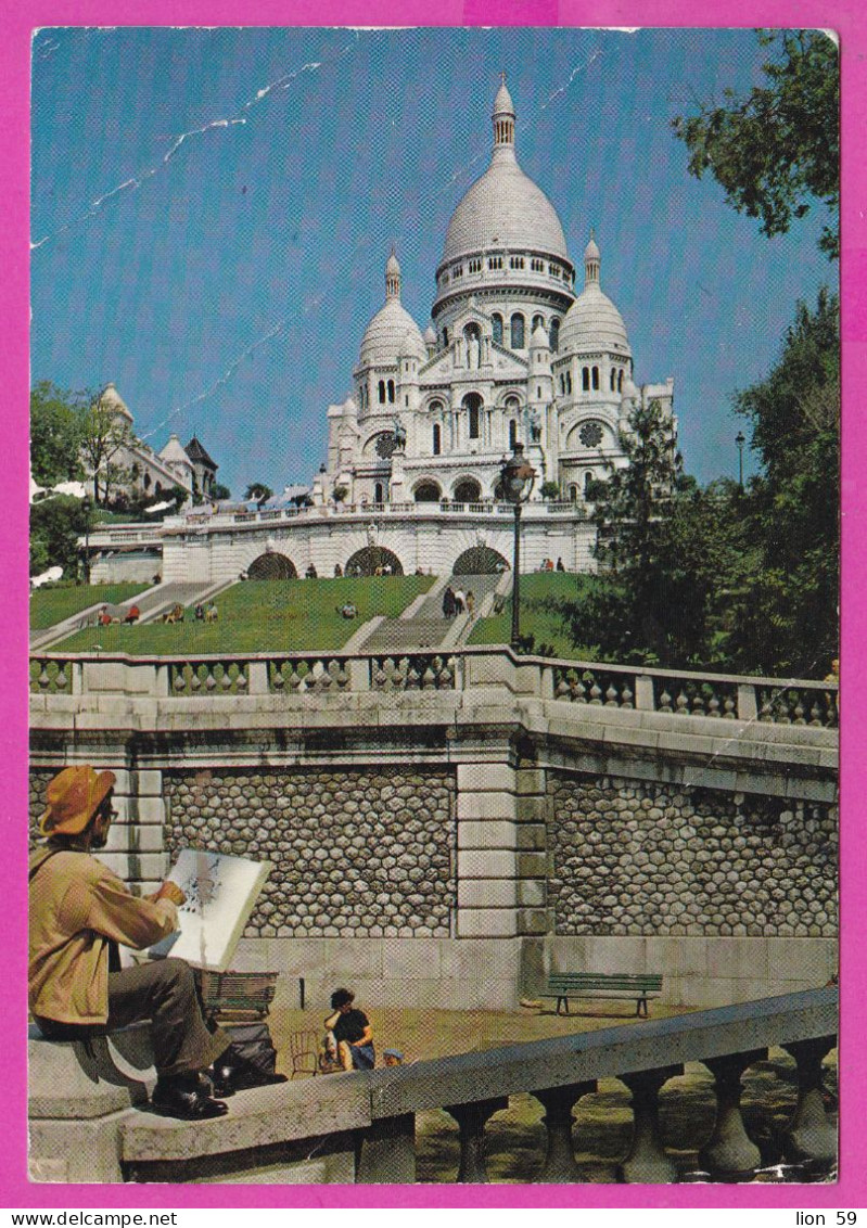 294159 / France - PARIS  La Basilique Du Sacre-Coeur Et Ses Jardins PC 1976 Gare USED 0.80 Fr. Marianne De BéquetLa - 1971-1976 Marianne Van Béquet