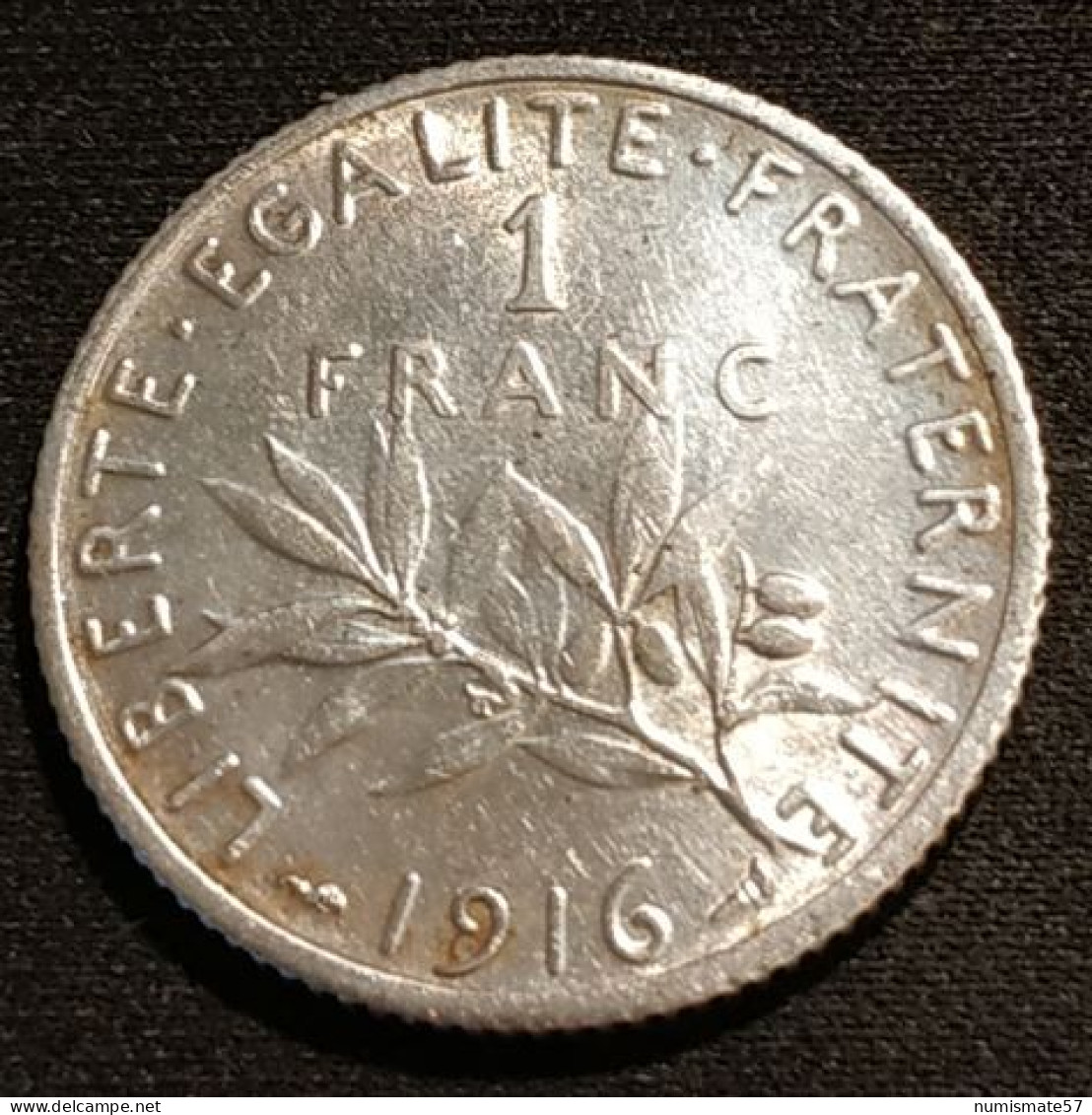 FRANCE - 1 FRANC 1916 - Semeuse - Argent - Silver - Gad 467 - KM 844 - 1 Franc