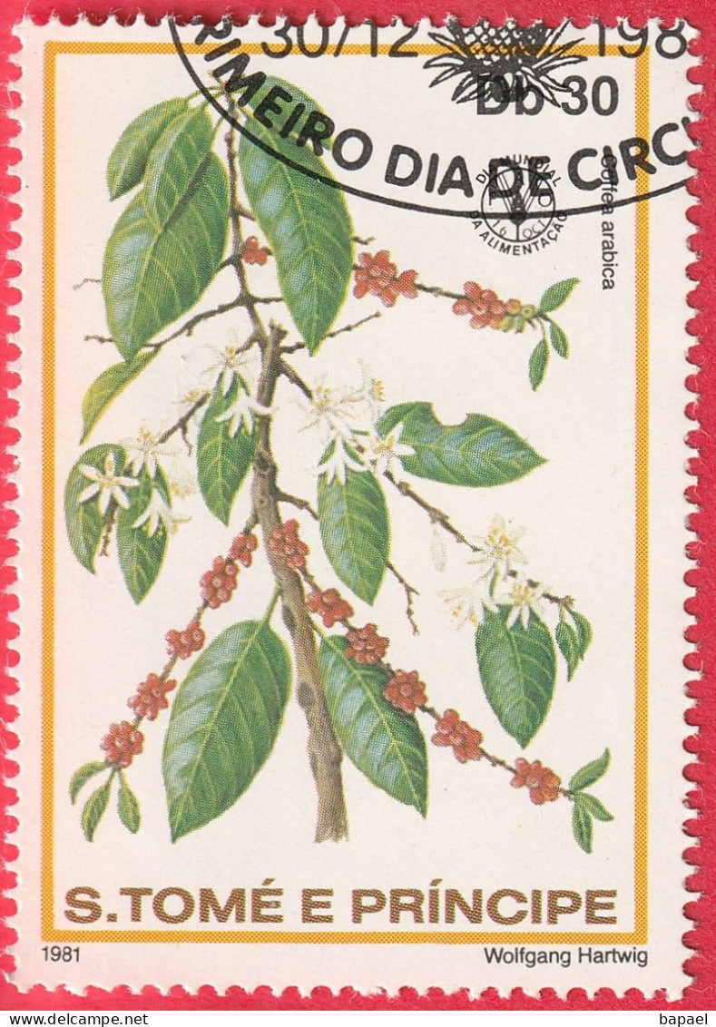 N° Yvert & Tellier 658 - Sao Tomé-et-Principe (1981) (Oblitéré) - Journée Mondiale Alimentation - Coffea Arabica - Sao Tome And Principe