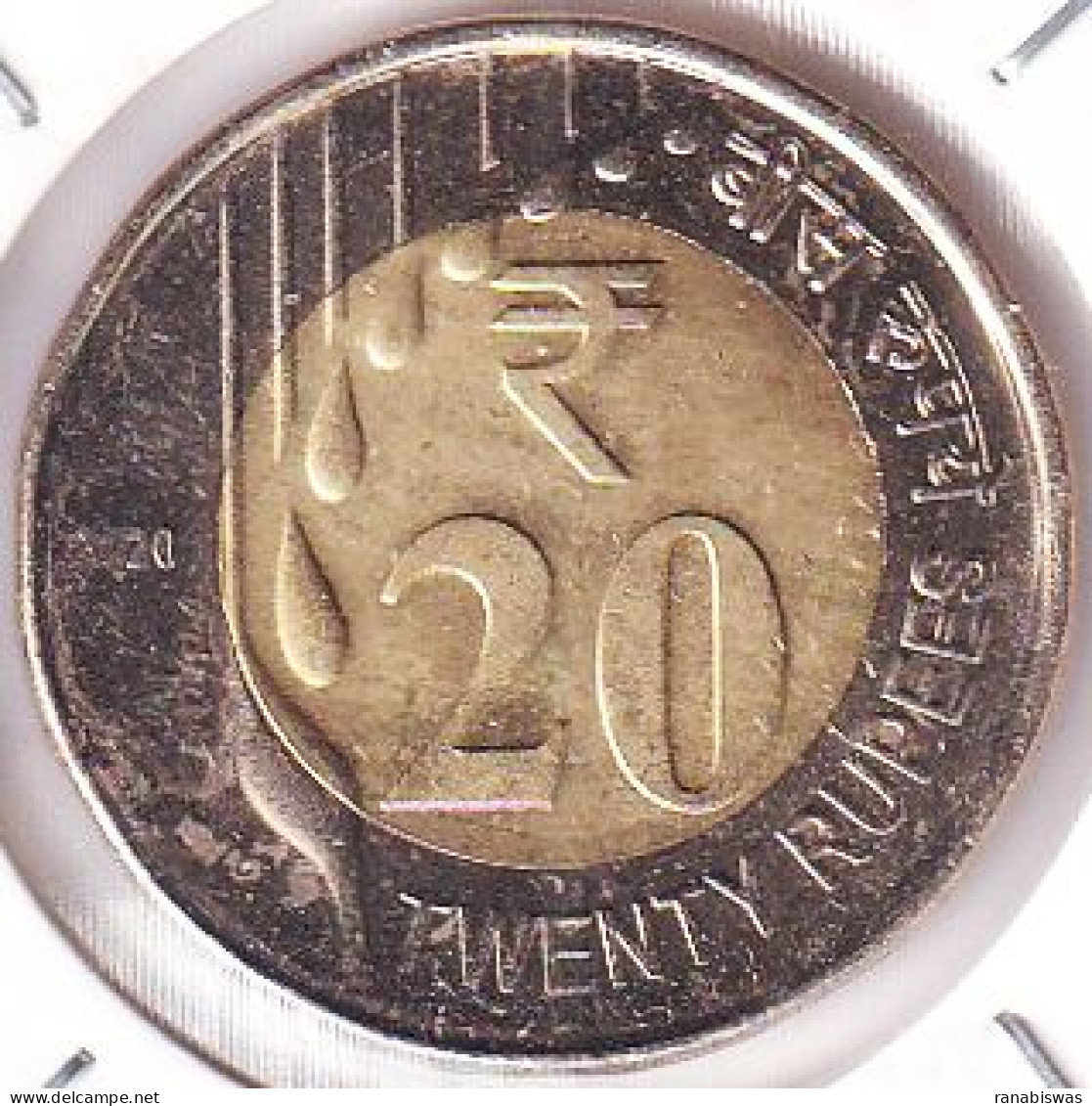 INDIA COIN LOT 439, 20 RUPEES 2020, RAIN DROPS, CALCUTTA MINT, XF - India