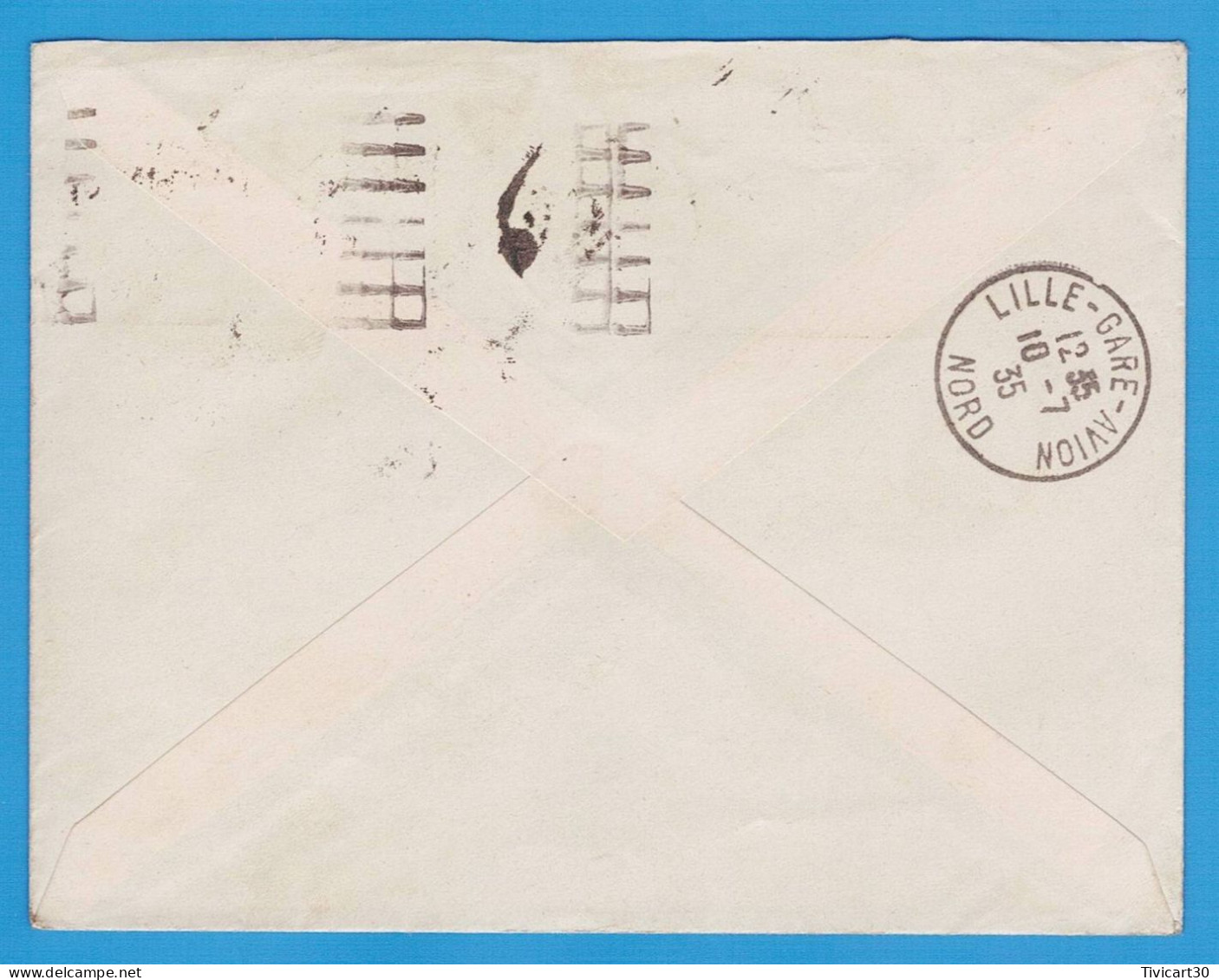 LETTRE PAR AVION - 1° LIAISON POSTALE AERIENNE Sté AIR BLEU LIGNE PARIS LILLE DU 10 JUILLET 1935 - AERO-CLUB CANNES - 1927-1959 Lettres & Documents