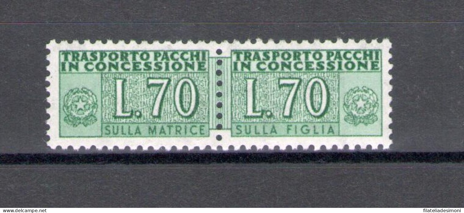 1966 Italia - Repubblica Pacchi Concessione 70 Lire Verde N. 15 - MNH** - Consigned Parcels