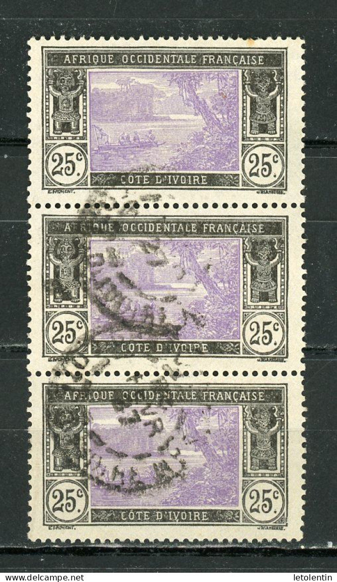 COTE D'IVOIRE (RF) - PAYSAGE - N° Yt 65 Obli. BANDE DE 3 - Used Stamps