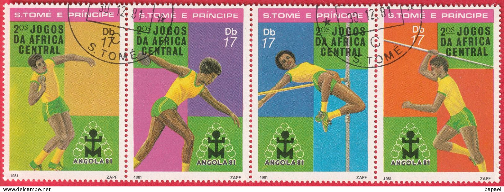 N° Yvert & Tellier 659 à 662 - Sao Tomé-et-Principe (1981) (Oblitéré) - 2è Jeux D'Afrique Centrale ''Anglola 81'' - Sao Tome And Principe