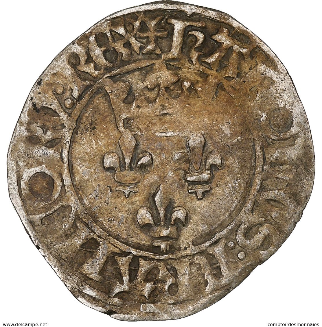 France, Charles VI, Florette, 1417-1422, Rouen, Billon, TB+, Duplessy:387 - 1380-1422 Karl VI. Der Vielgeliebte