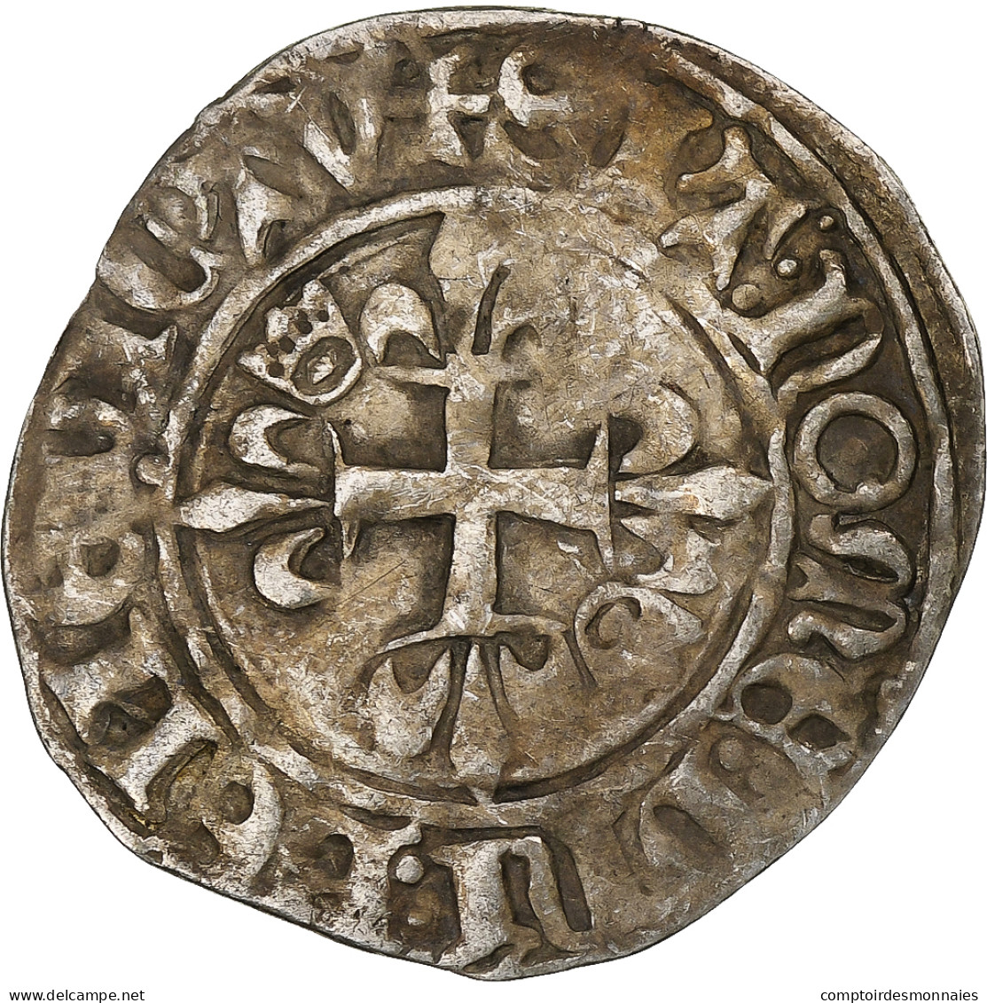 France, Charles VI, Florette, 1417-1422, Rouen, Billon, TB+, Duplessy:387 - 1380-1422 Charles VI Le Fol