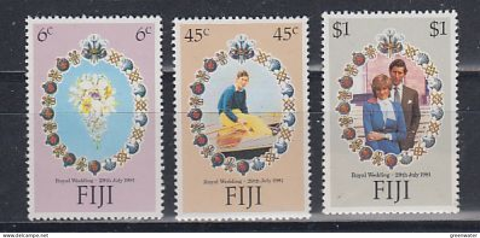 Fidji  1981 Wedding Charles & Diana 3v ** Mnh  (59833) - Fiji (1970-...)