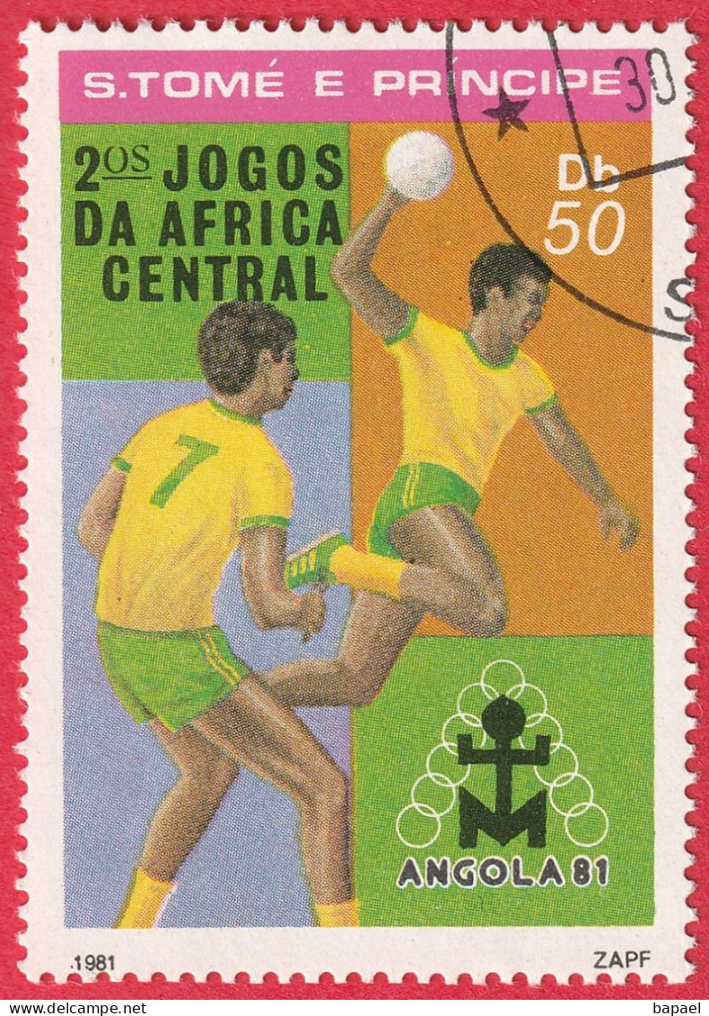 N° Yvert & Tellier 663 - Sao Tomé-et-Principe (1981) (Oblitéré) - 2è Jeux D'Afrique Centrale ''Anglola 81'' - Handball - Sao Tome And Principe