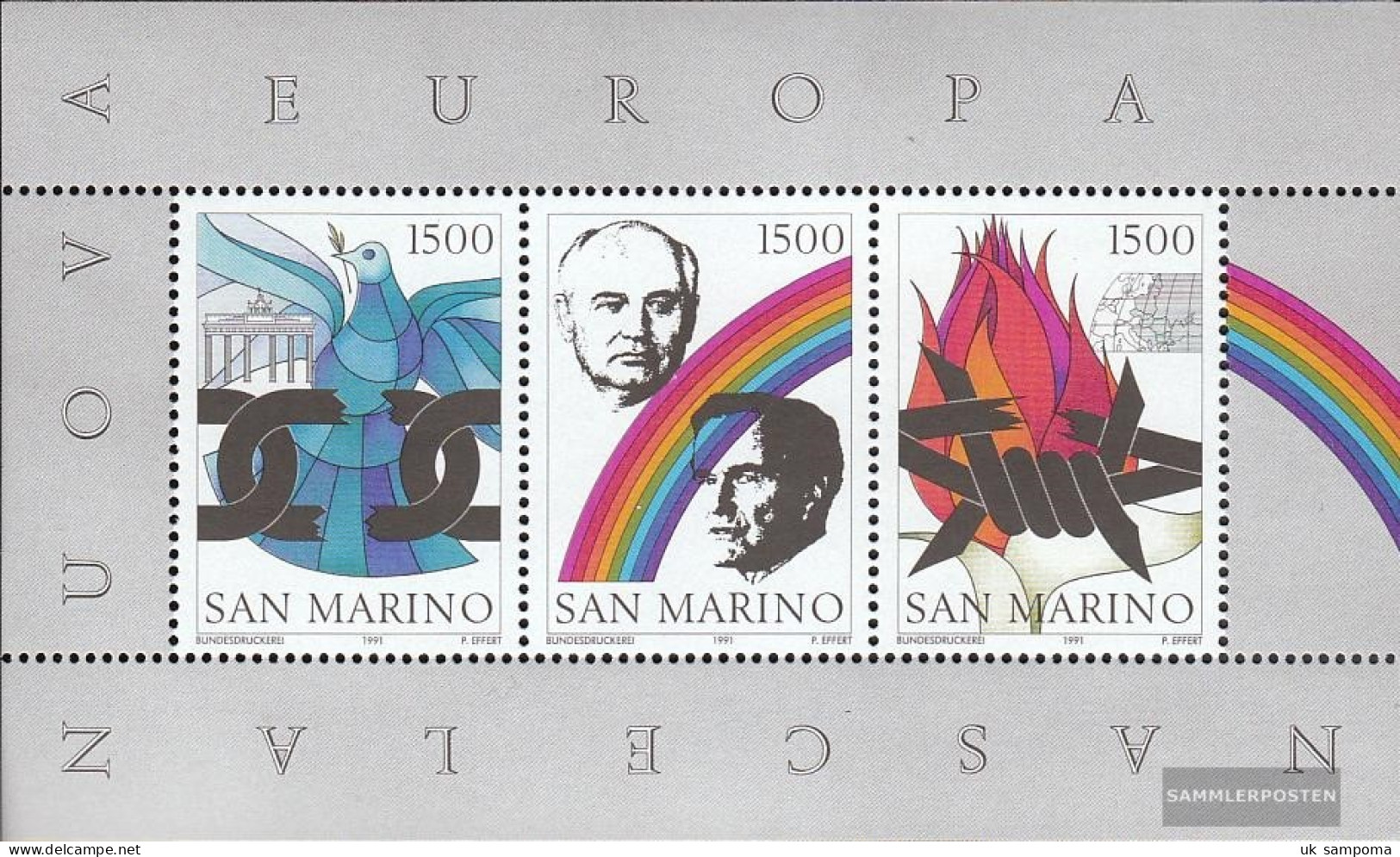 San Marino Block14 (complete Issue) Unmounted Mint / Never Hinged 1991 Birth Of New Europe - Blocks & Sheetlets