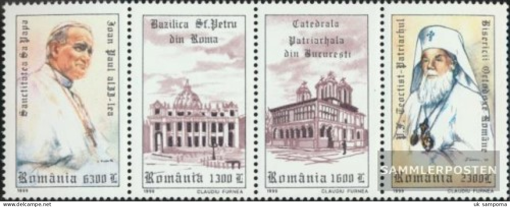 Romania 5410-5413 Quad Strip (complete Issue) Unmounted Mint / Never Hinged 1999 Pope Johannes Paul II. - Ongebruikt