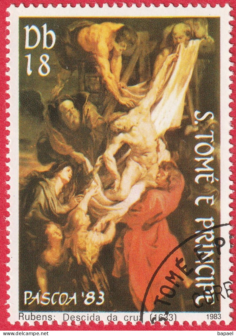N° Yvert & Tellier 727 - Sao Tomé-et-Principe (1983) (Oblitéré) - Pâques (Rubens) - Descente De La Croix - Sao Tome Et Principe