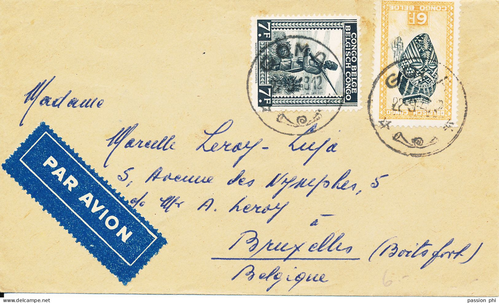BELGIAN CONGO LETTRE PAR AVION DE GOMA 22.09.48 VERS BRUXELLES - Lettres & Documents