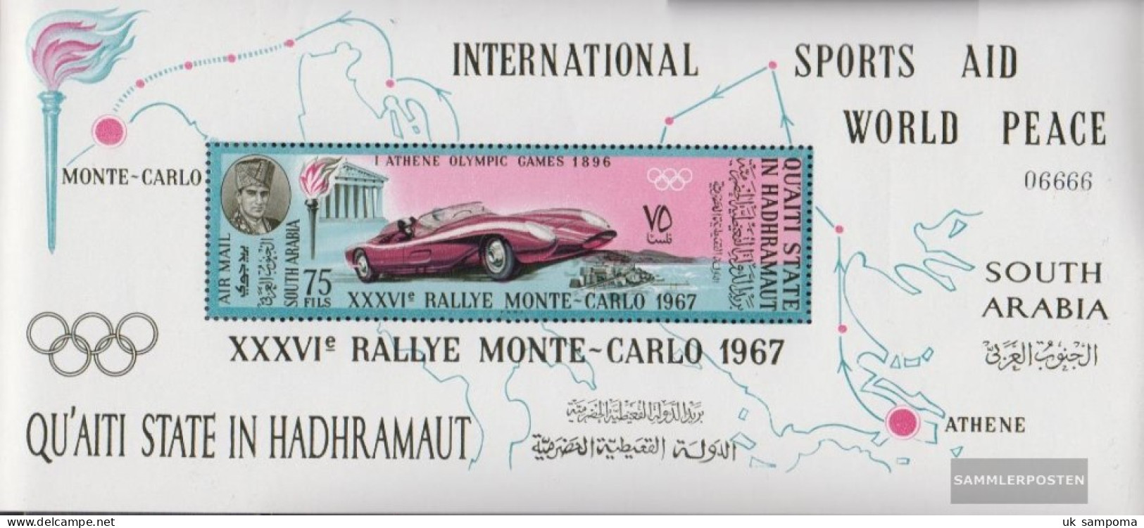 Aden - Qu'AITI State Block14A (complete Issue) Unmounted Mint / Never Hinged 1967 Rally Monte Carlo - United Arab Emirates (General)