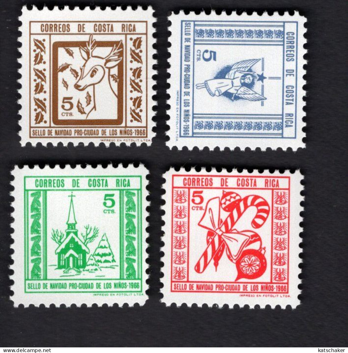 2030081501 1966 (XX) SCOTT RA28 RA31 POSTFRIS MINT NEVER HINGED - POSTAL TAX STAMPS - Costa Rica