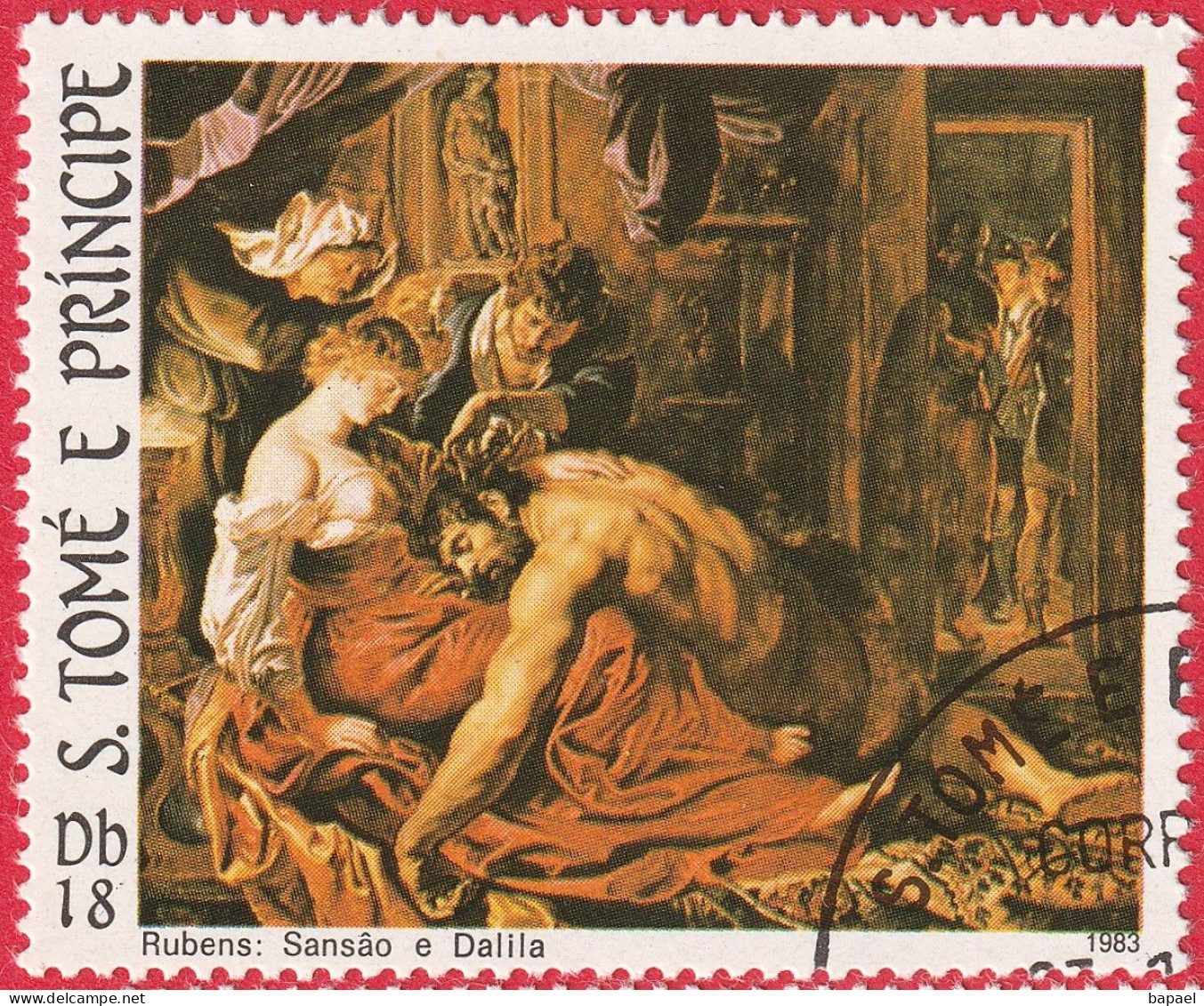 N° Yvert & Tellier 730 - Sao Tomé-et-Principe (1983) (Oblitéré) - Hommage à Rubens ''Samson Et Dalila'' - Sao Tome And Principe