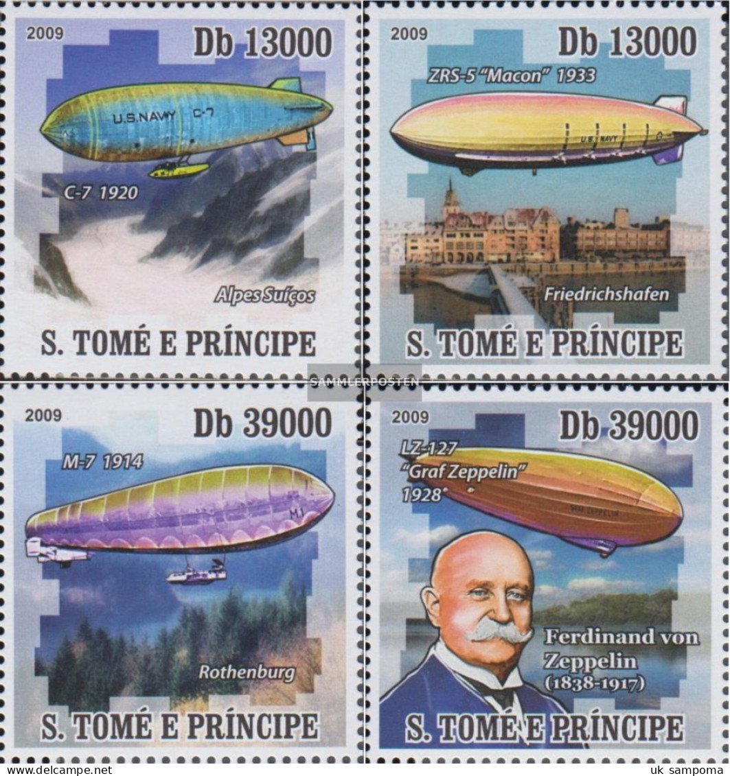 Sao TomE E PrincipE 4063-4066 (complete Issue) Unmounted Mint / Never Hinged 2009 Airships - Sao Tome Et Principe