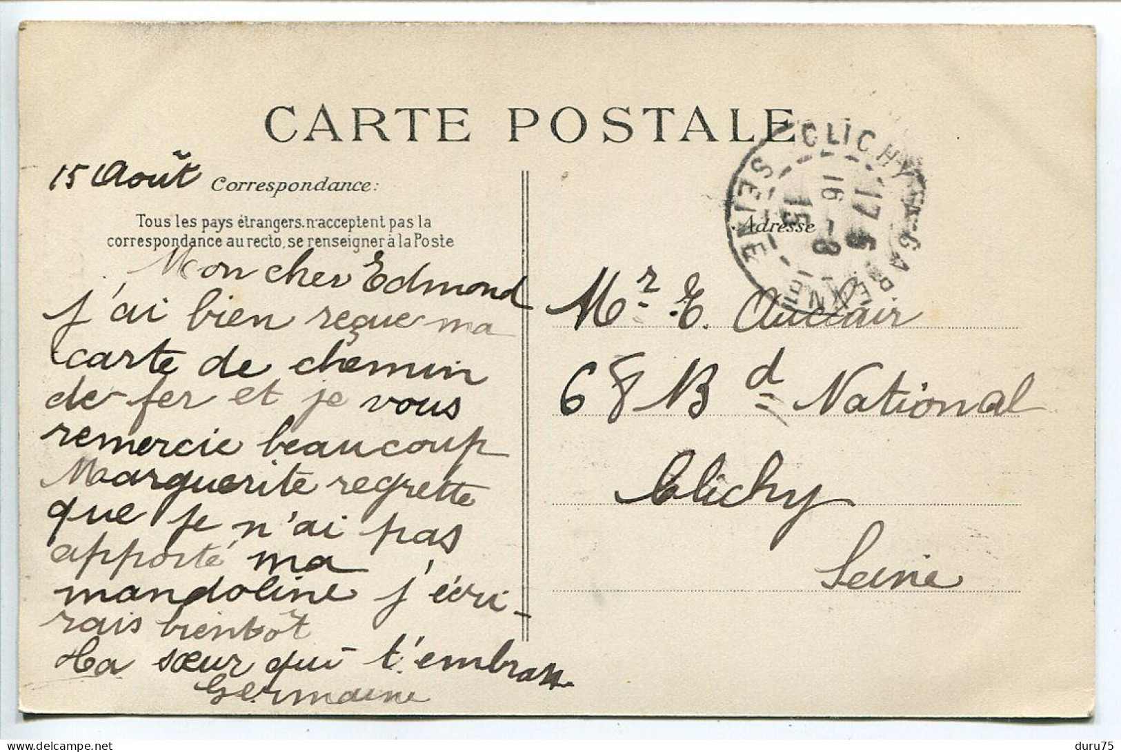 CPA COULEUR Voyagé 1915 * Vieillard De La Cornouaille Vrai Type De La Montagne  COSTUMES BRETONS - Bretagne