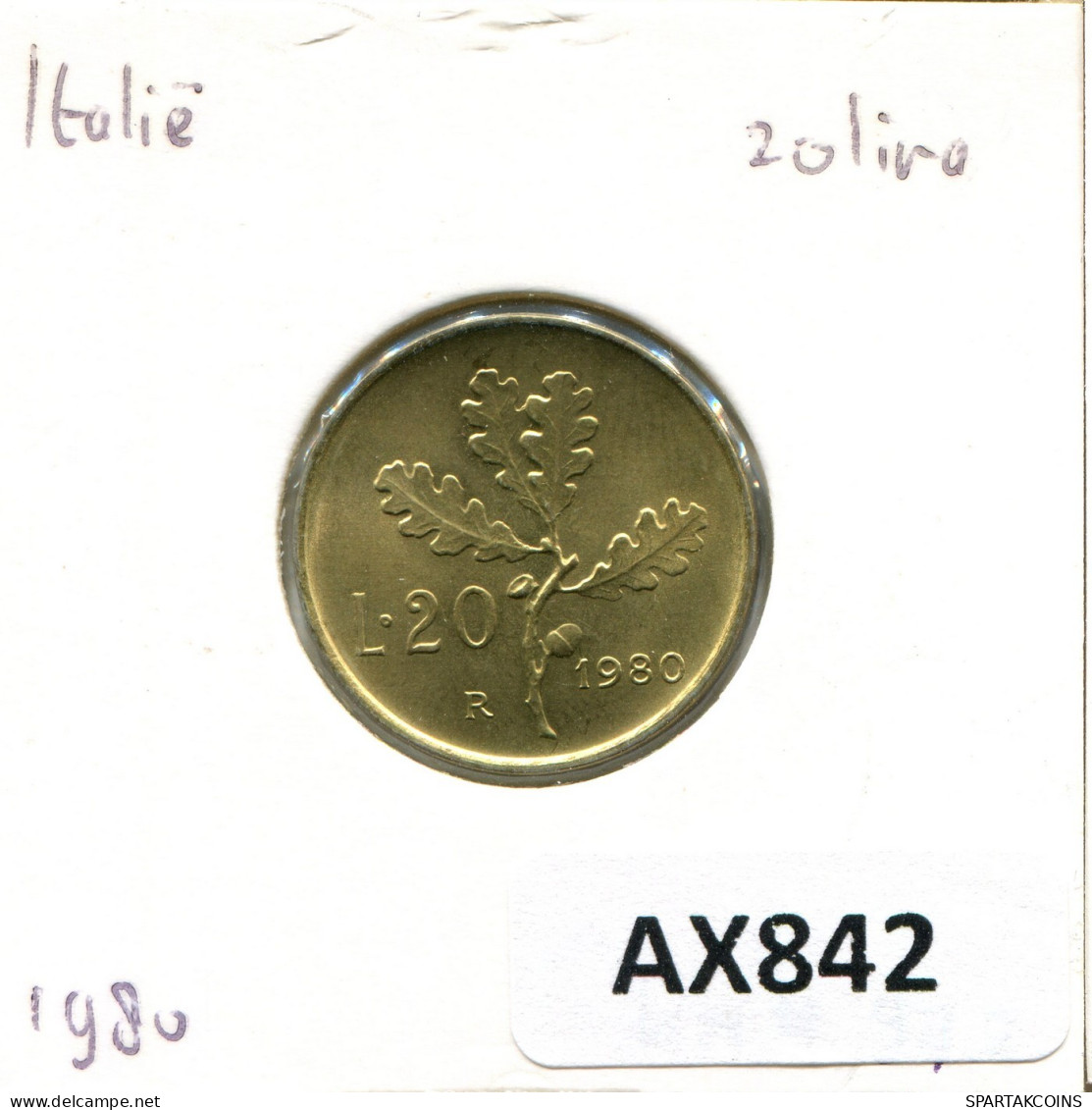 20 LIRE 1980 ITALIA ITALY Moneda #AX842.E.A - 20 Lire