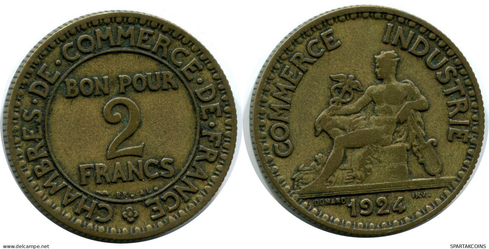 2 FRANCS 1924 FRANKREICH FRANCE Französisch Münze #AX101.D.A - 2 Francs