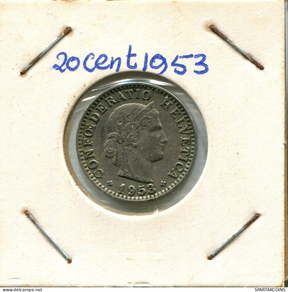 20 RAPPEN 1953 B SWITZERLAND Coin #AX983.3.U.A - Sonstige & Ohne Zuordnung