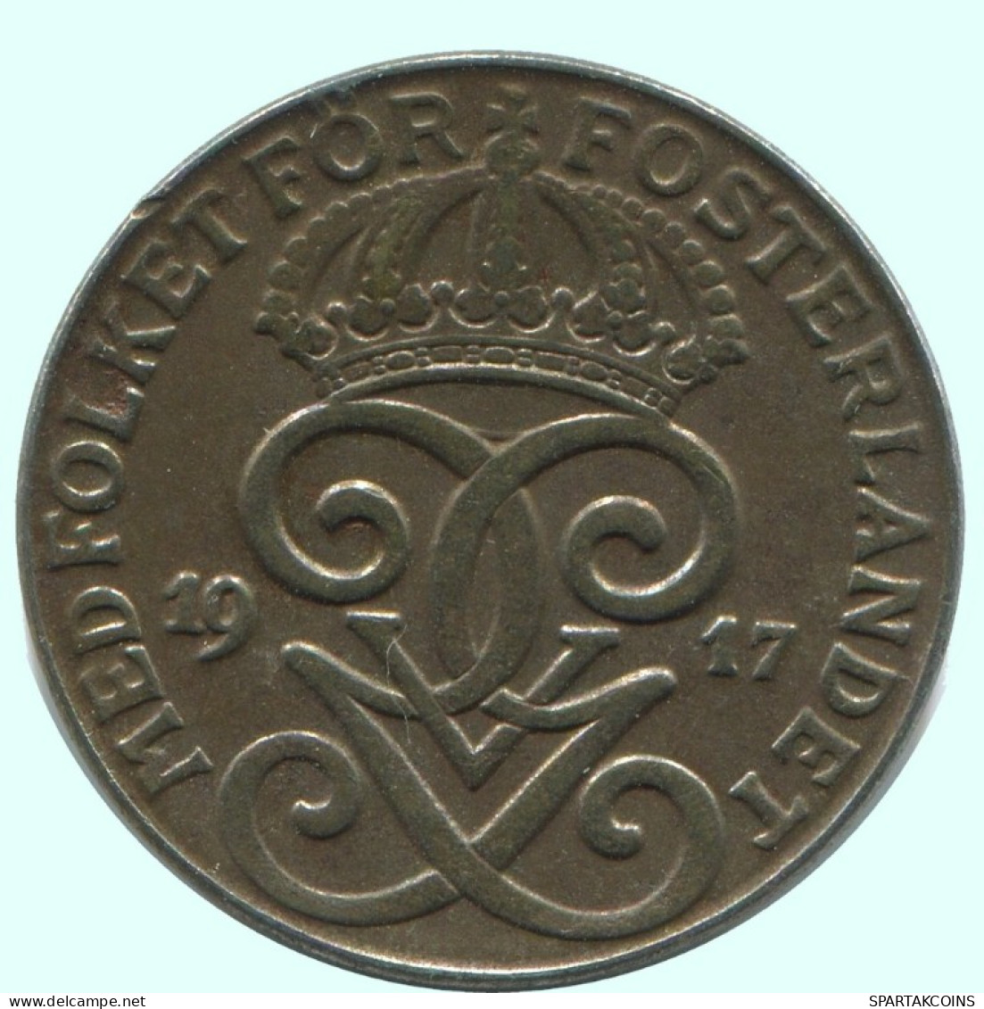 2 ORE 1917 SWEDEN Coin #AC817.2.U.A - Sweden