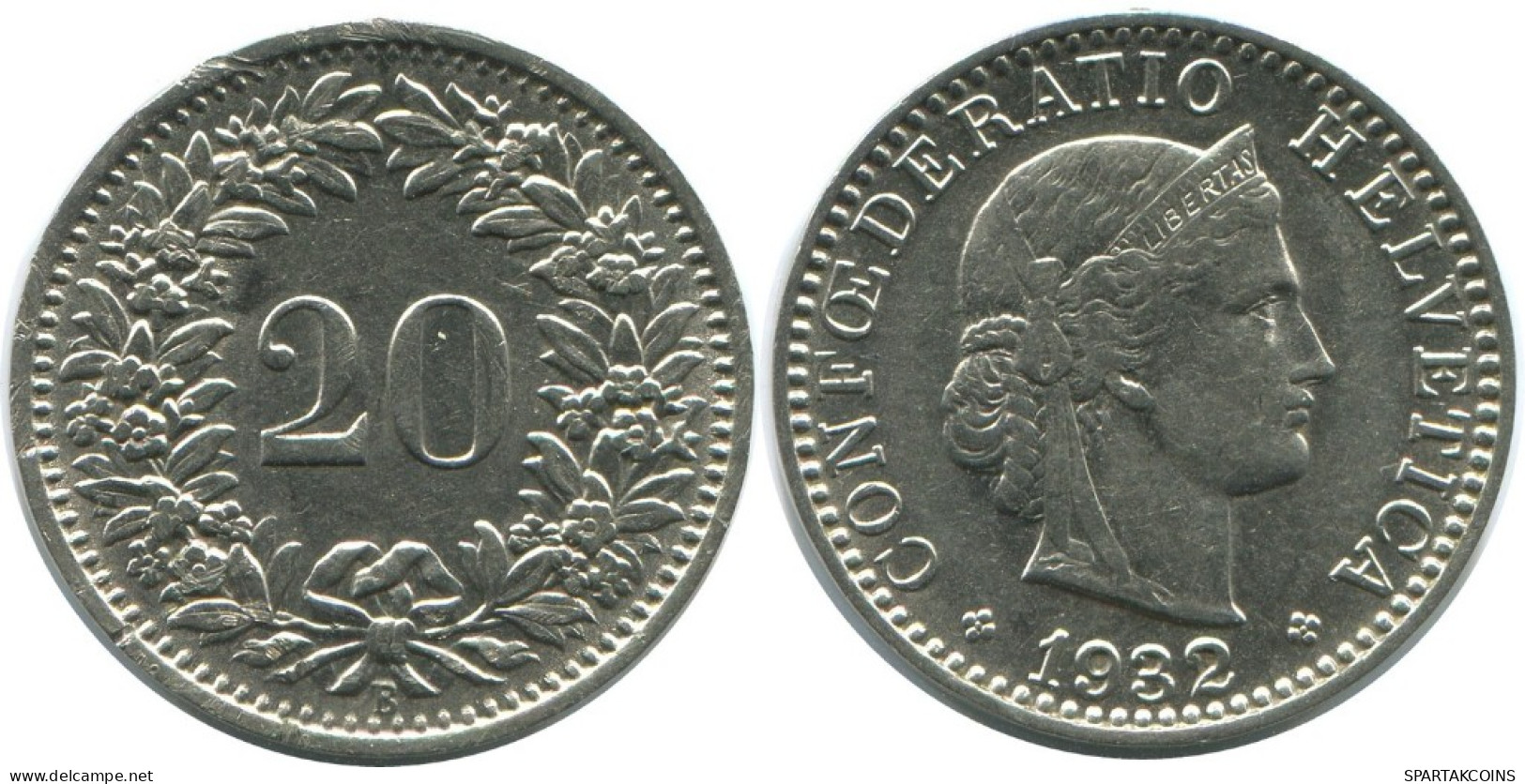 20 RAPPEN 1932 B SUIZA SWITZERLAND Moneda HELVETIA #AD964.2.E.A - Otros & Sin Clasificación