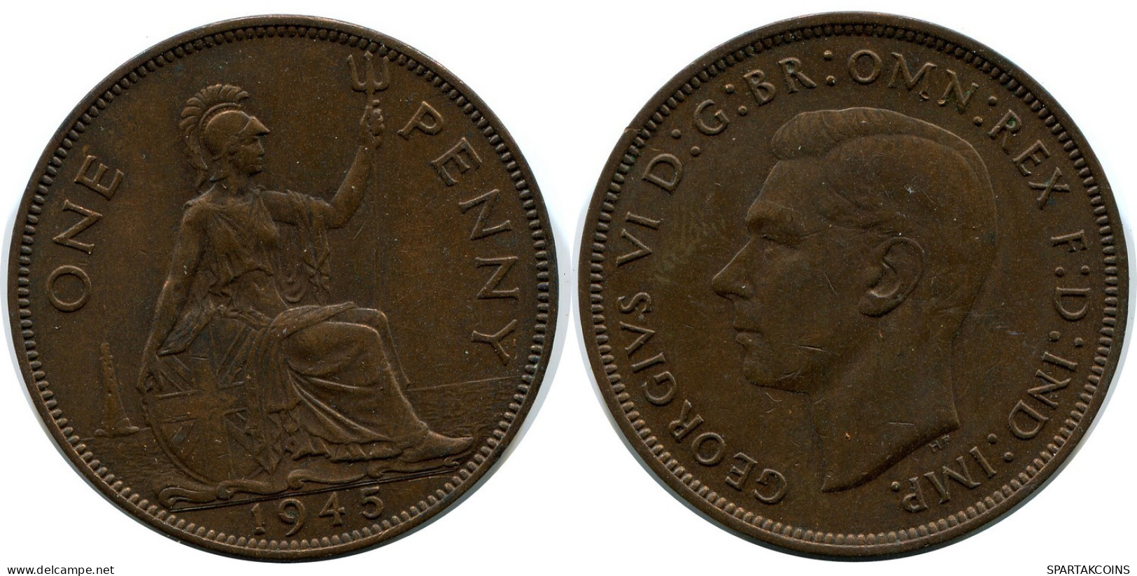 PENNY 1945 UK GBAN BRETAÑA GREAT BRITAIN Moneda #AZ829.E.A - D. 1 Penny