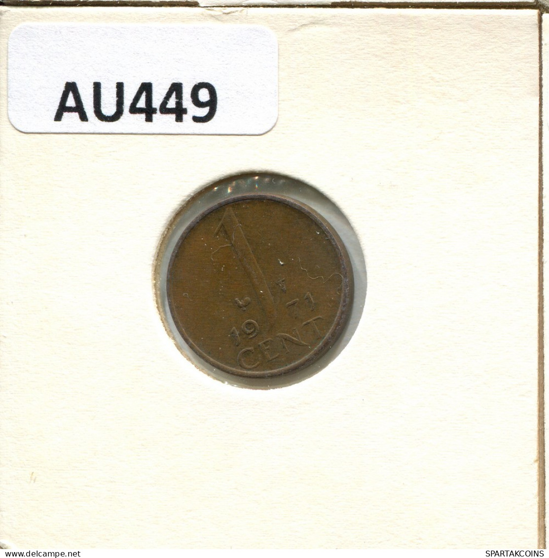 1 CENT 1971 NETHERLANDS Coin #AU449.U.A - 1948-1980 : Juliana