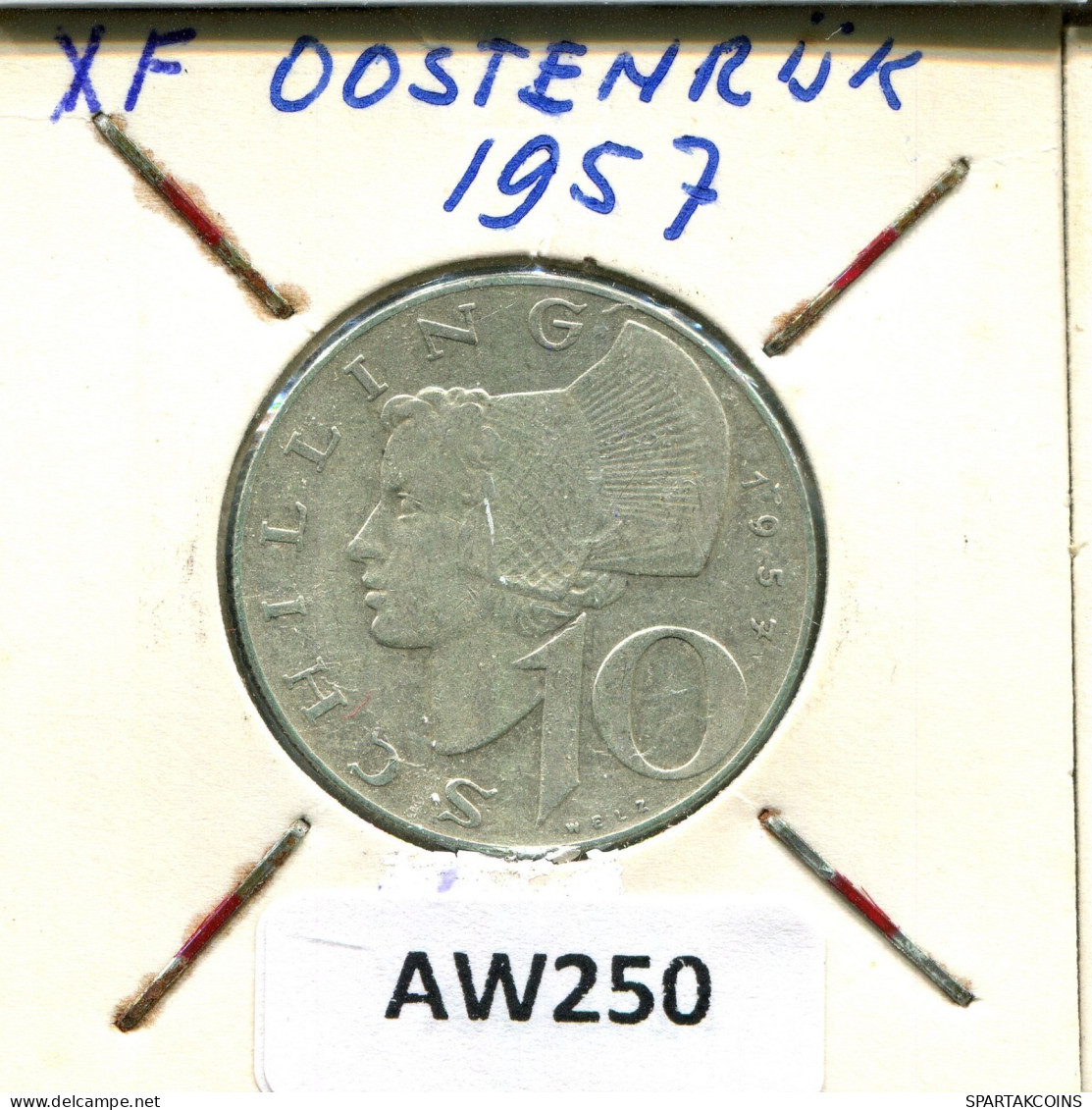 10 SCHILLING 1957 AUSTRIA Coin SILVER #AW250.U.A - Oostenrijk