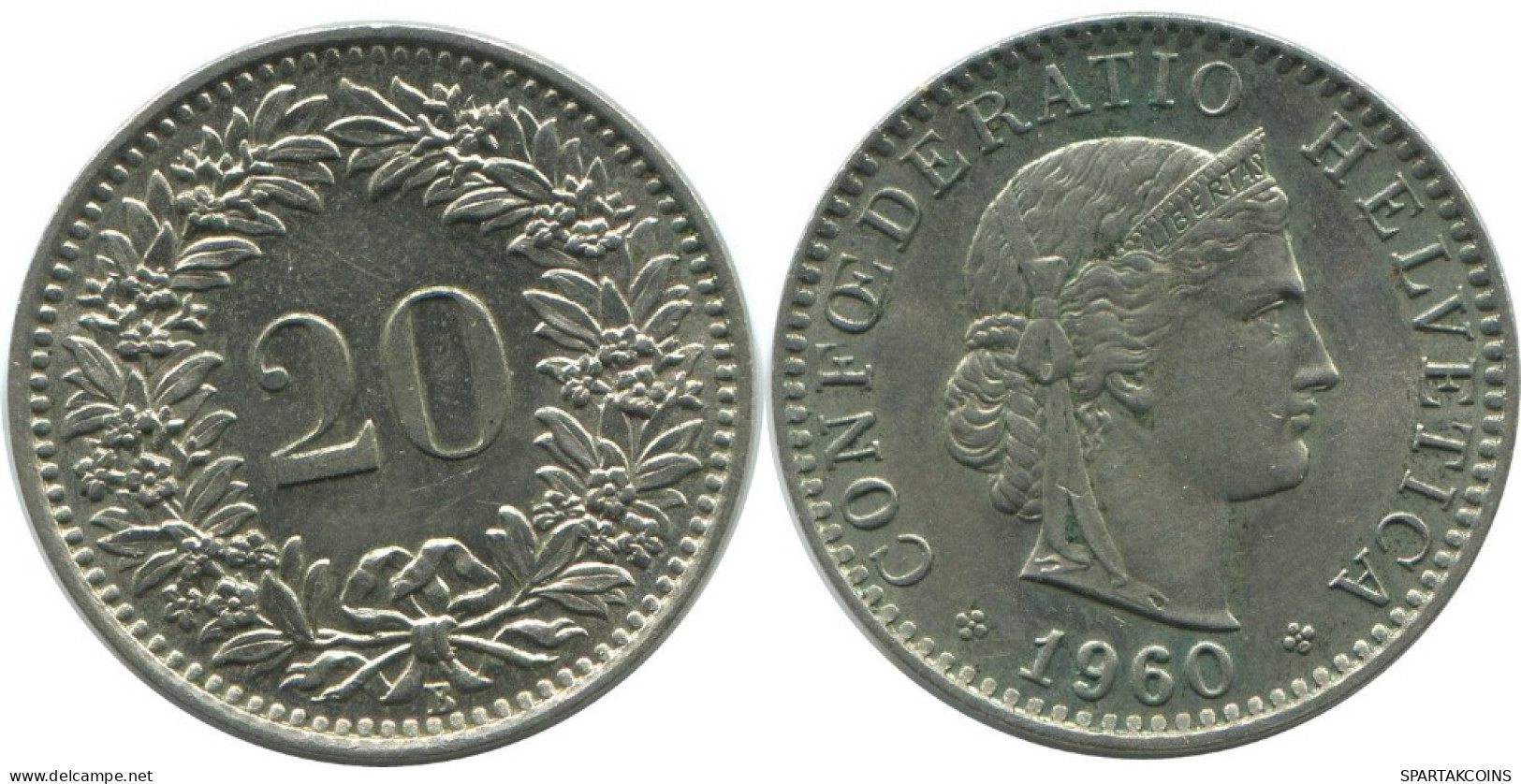 20 RAPPEN 1960 B SWITZERLAND Coin HELVETIA #AD959.2.U.A - Sonstige & Ohne Zuordnung