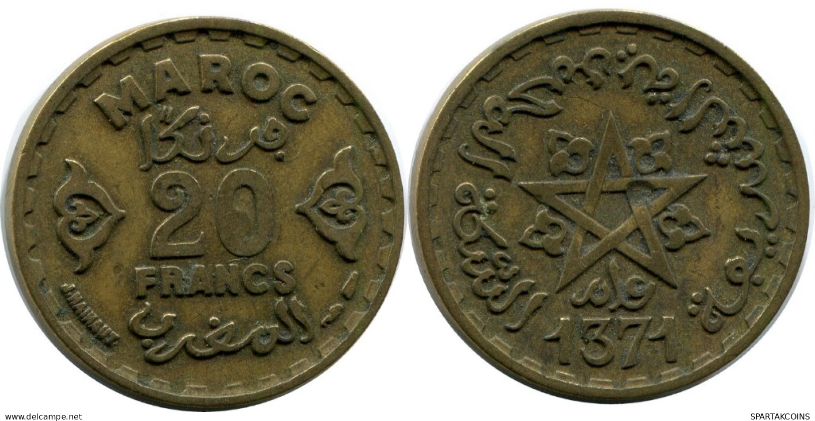 20 FRANCS 1951 MOROCCO Islamisch Münze #AH636.3.D.A - Marokko