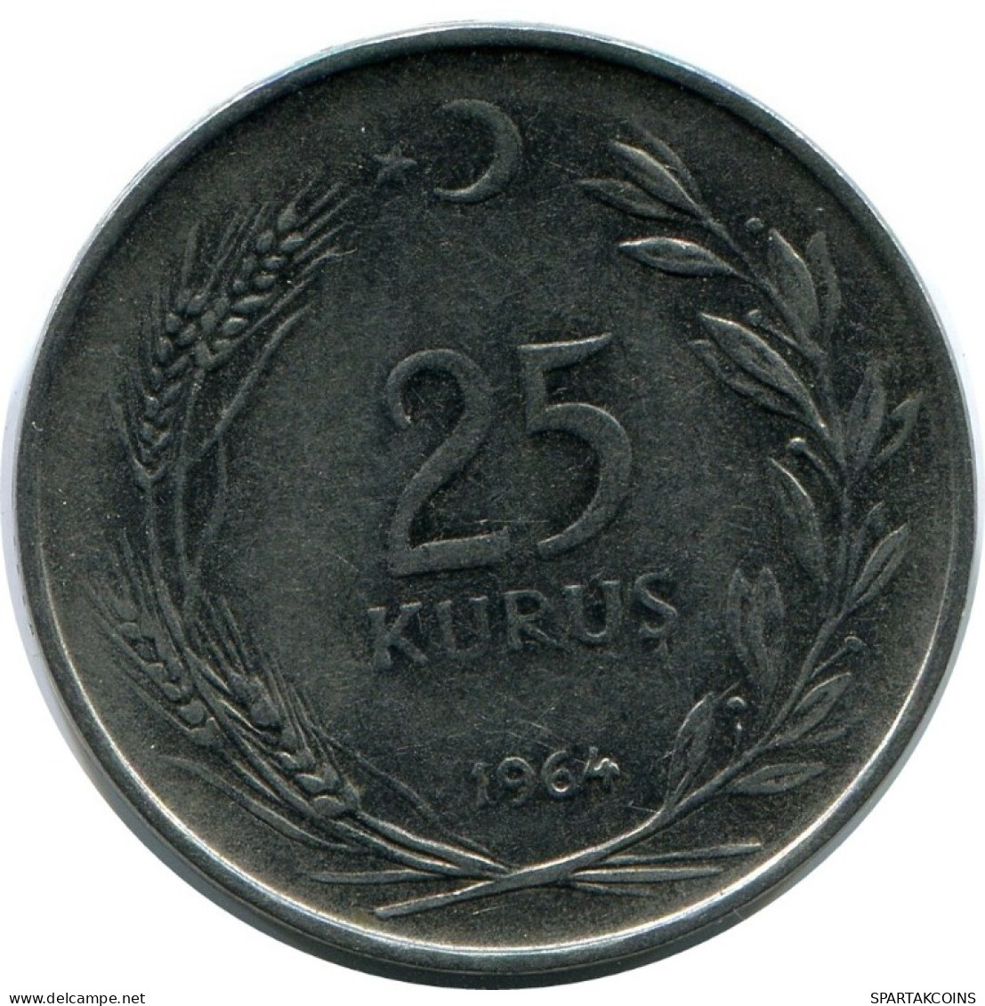 25 KURUS 1964 TURKEY Coin #AH819.U.A - Turkey