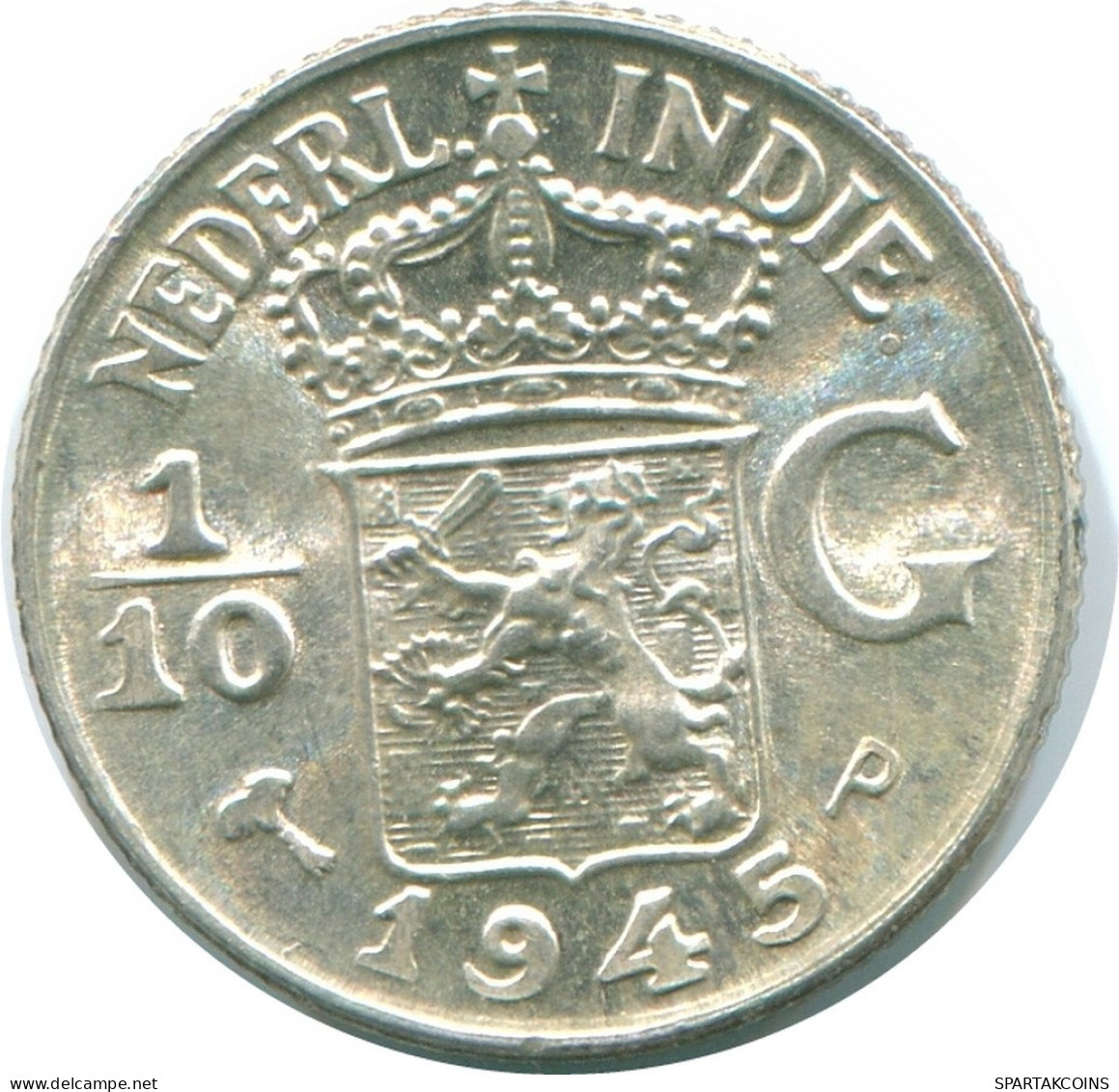 1/10 GULDEN 1945 P INDIAS ORIENTALES DE LOS PAÍSES BAJOS PLATA #NL14005.3.E.A - Niederländisch-Indien