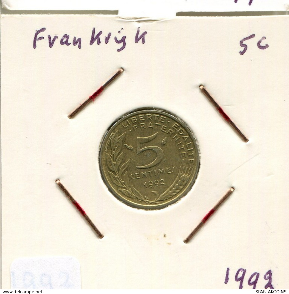 5 CENTIMES 1992 FRANCE Pièce Française #AM764.F.A - 5 Centimes
